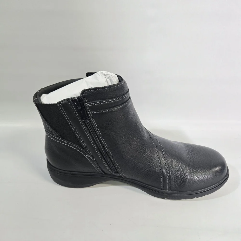 Clarks Women's Carleigh Style Black Leather Ankle Boots 6.5 NIB Comfort Winter